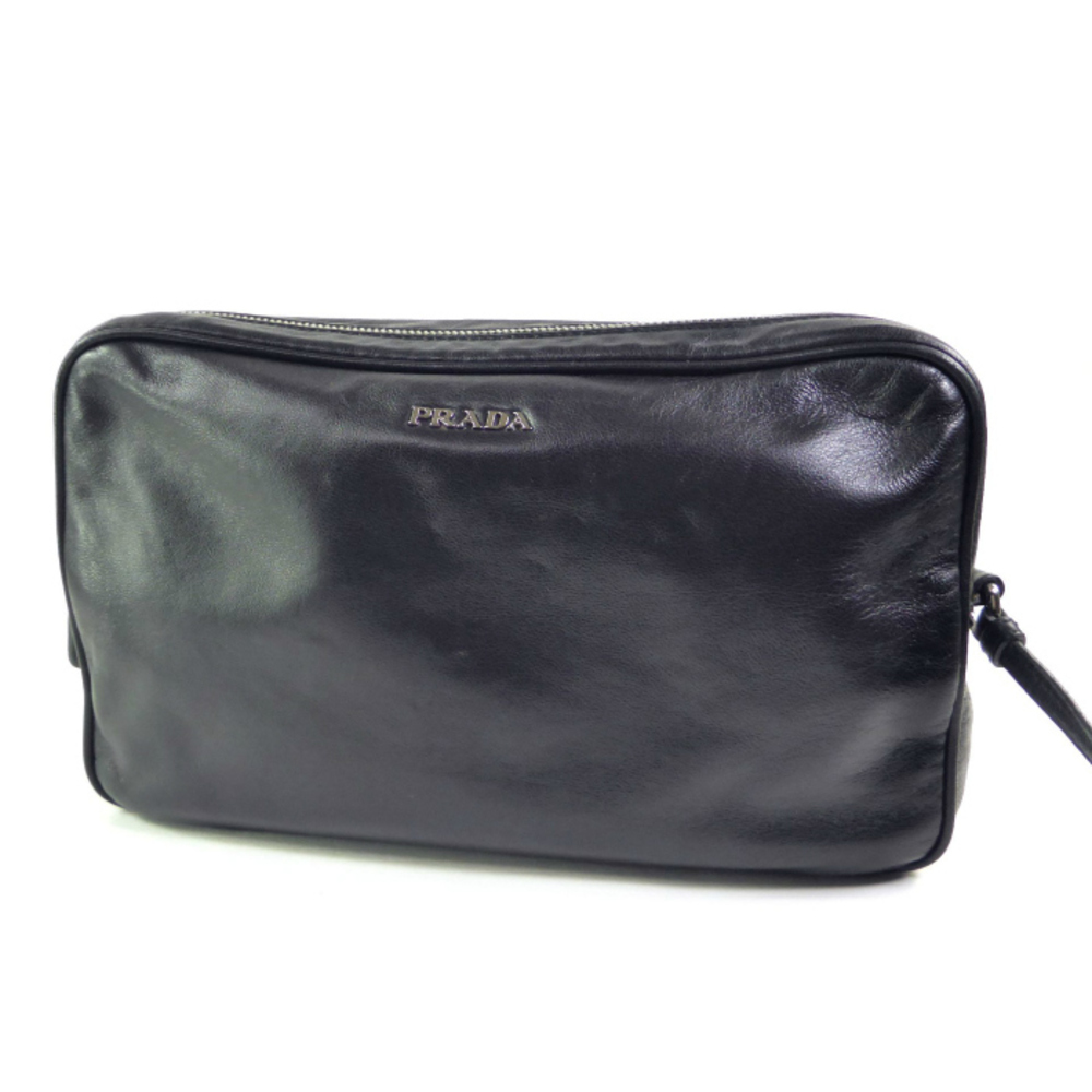 Prada Lacca Grommet Perforated Chain Shoulder Bag Black - Picture 9 of 10